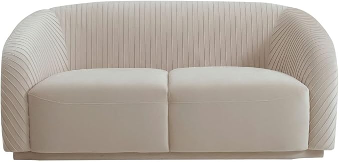 Yara 70" Pleated Beige Performance Velvet Loveseat - TOV Furniture