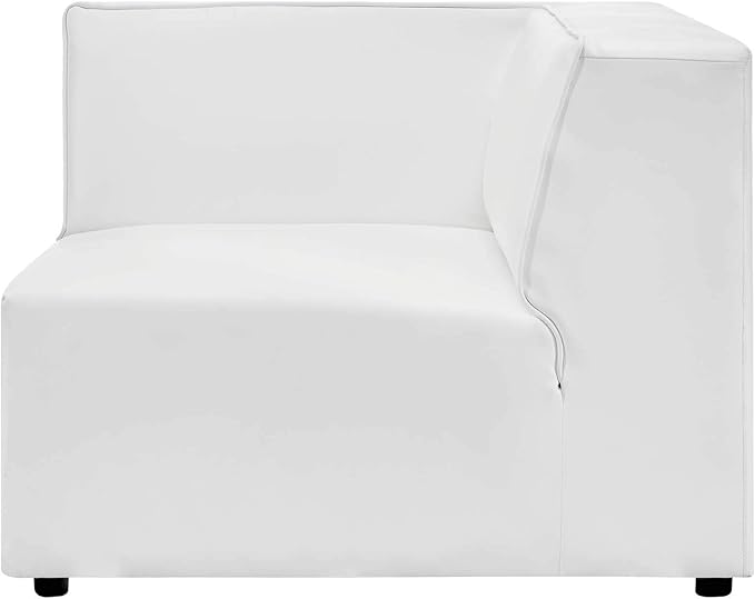 Modway Mingle Vegan Leather Sectional Sofa Corner Chair, White 37 x 37 x 27