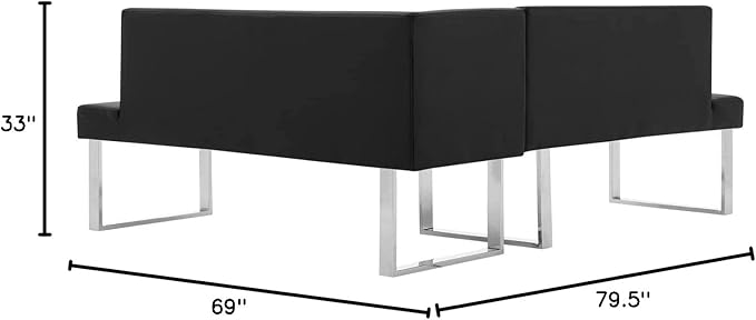 Armen Living Amanda Sectional in Black and Chrome Finish