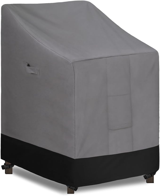 Easy-Going Heavy Duty Outdoor Stackable Chair Cover, Waterproof Patio Chair Cover, Windproof Outdoor Furniture Cover with Air Vent (1 Pack-28Wx36Dx47H inch, Gray/Black) by Easy-Going