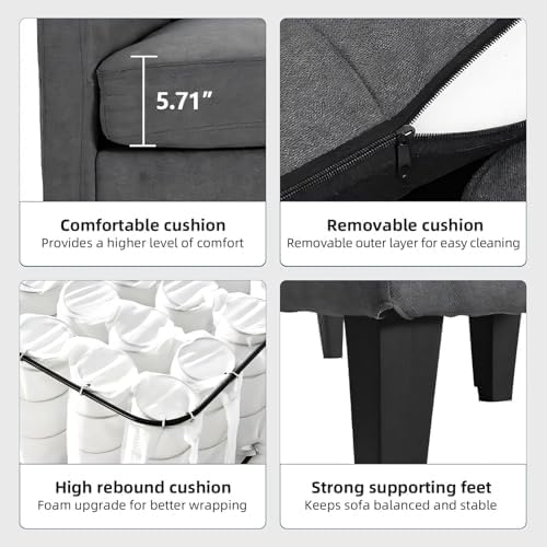 L Shaped Couch, Convertible Sleeper Sofa with Reversible Chaise, Sectional Couches with Storage Ottoman for Living Room, Comfy Couches with Reversible Chaise for Apartment, Dark Gray