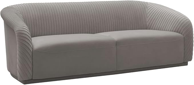 Yara 90.6" Grey Pleated Performance Velvet Sofa - TOV Furniture