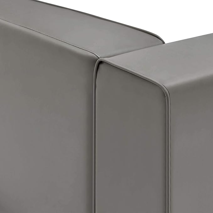 Modway Mingle Vegan Leather Sectional Sofa Right-Arm Chair in Gray