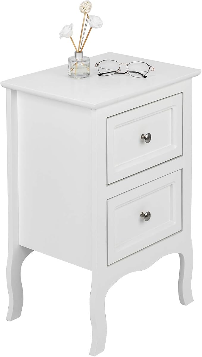 Bonnlo White Nightstand Set of 2, Nightstands with 2 Drawers, Bed Side Table/Night Stand, Small Nightstand for Bedroom, Small Spaces, College Dorm, Kids’ Room, Living Room, Wood, 16W x 12D x 24H - Image 6