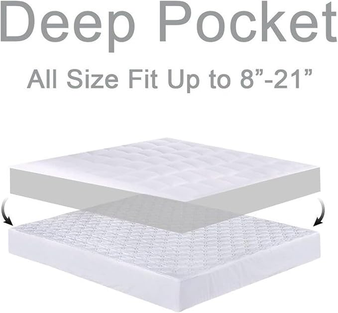 Mattress Topper Full XL for Back Pain, Extra Thick Mattress Pad Cover, Plush Pillow Top, Deep Elastic Pocket, Grey, 54"X80"+20"
