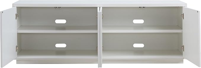 Henn&Hart Fluted TV Stand for TVs up to 75" with 2 Concealed Ribbed Storage Cabinets and Adjustable Shelves for Living Room, Family Room, or Office, Cloud White - Image 7