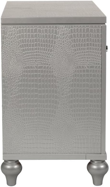 New Classic Furniture Valentino Solid Wood 3-Drawer Nightstand, Silver - Image 5