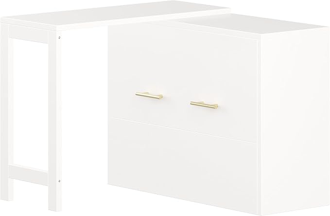 Bellemave Twin Size Murphy Bed, Cabinet Bed with Desk, Farmhouse Murphy Cabinet with Desk, Noisy Free, for Guest Bedroom, Living Room, Office, White