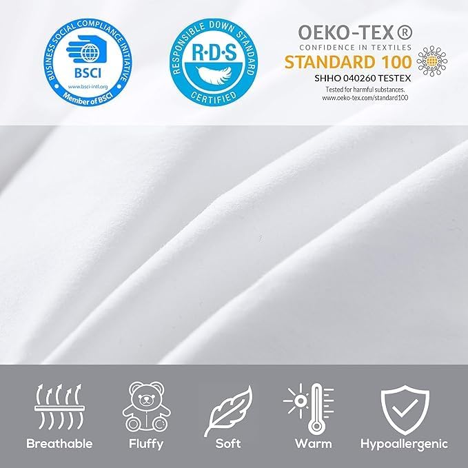Premium All-Season Full Size Luxury Siberian Goose Down Comforter Duvet Insert 1200 Thread Count 100% Egyptian Cotton Down Feather Comforter (Full, White Solid)