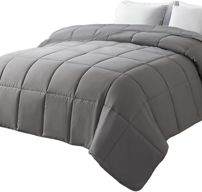 Down Alternative Bedding Comforter King Size - All-Season Soft Reversible Microfiber Bedding - Lightweight & Machine Washable (Dark Gray, King (U.S. Standard))