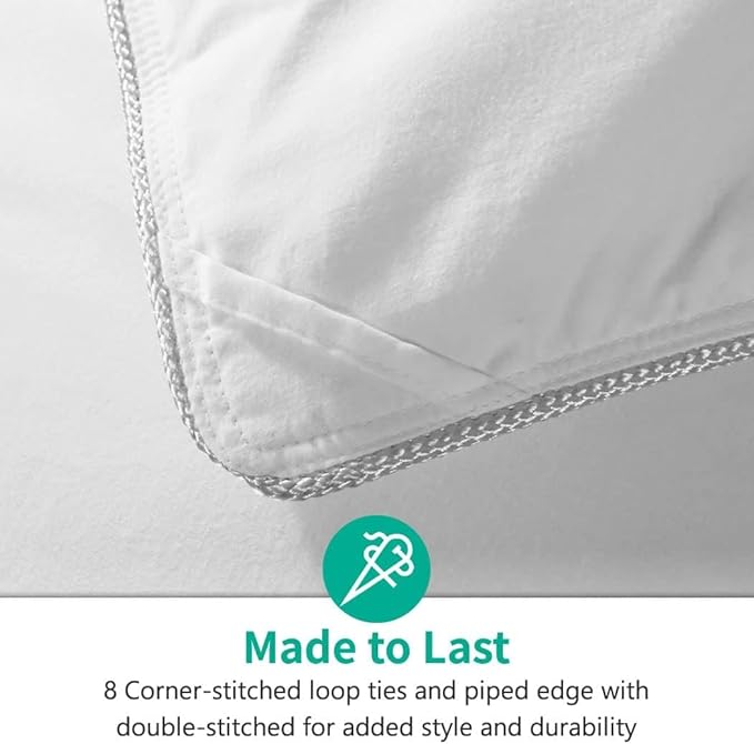 APSMILE Oversized Full/Queen Down Feather Fibers Duvet Insert - Ultra-Soft All Season Down Feather Fibers Comforter Hotel Collection Comforter, Fluffy Medium Warmth (White, 98"x98")