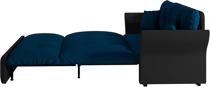 Eafurn 3-in-1 Convertible Sofa Bed Queen Size Pull Out Sleeper Sofa with Skin-Friendly Velvet Fabric, Multi-Functional Loveseat with Pillow Armrest for Guest Room & Living Room