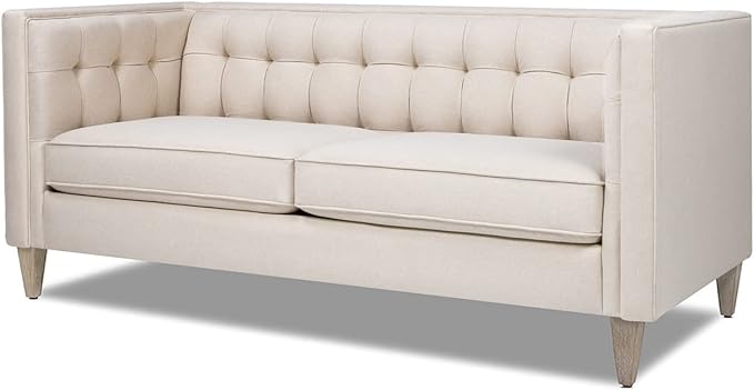 Jennifer Taylor Home James 74" Modern Tuxedo Sofa, Sky Neutral Beige Polyester