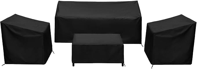 Patio Furniture Covers,Outdoor Furniture Cover Waterproof,Patio Furniture Set Covers for 4 Piece Outdoor Conversation Set,Patio Covers Set-XX-Large (Black) by BANER+GARDEN
