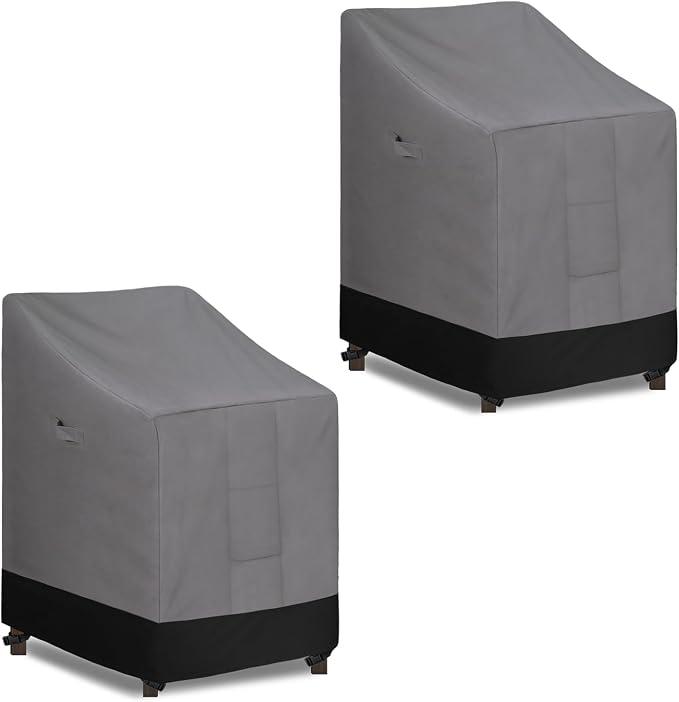 Easy-Going Heavy Duty Outdoor Stackable Chair Cover, Waterproof Patio Chair Cover, Windproof Outdoor Furniture Cover with Air Vent (2 Pack-28Wx36Dx47H inch, Gray/Black) by Easy-Going