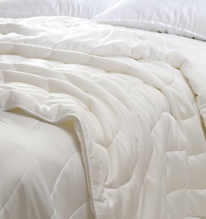 Buffy Breeze Comforter - Soft 100% Eucalyptus Lyocell, Cooling, White Lightweight Summer Duvet Insert with Corner Tabs (Full/Queen)