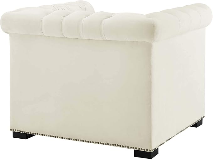 Modway EEI-3065-IVO Heritage Upholstered Velvet Armchair, Ivory