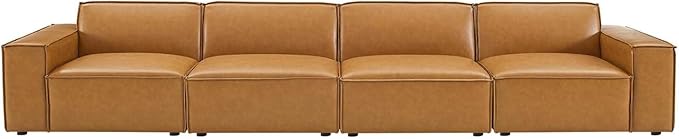 Modway Restore Vegan Leather Sectional 4-Seater Sofa in Tan