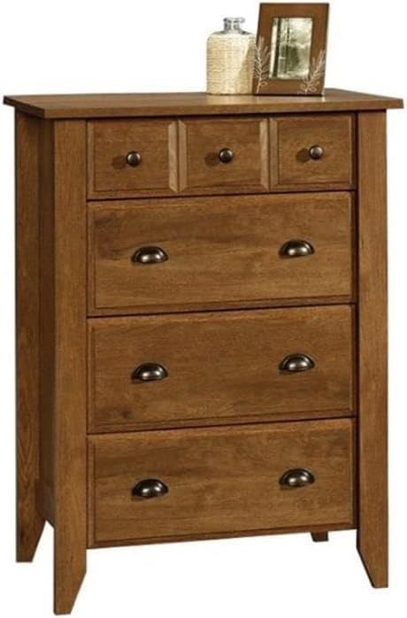 Home Square 4 Piece Bedroom Set with Dresser Chest and 2 Nightstands in Oiled Oak