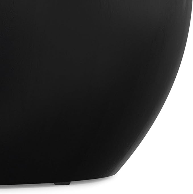 SIMPLIHOME Elmbrook Coffee Table - 34 inch Wide Solid Mango Wood Modern Industrial Round Drum Cocktail Table in Black, Sculptural Living Room Table with Low Profile Design, Assembled