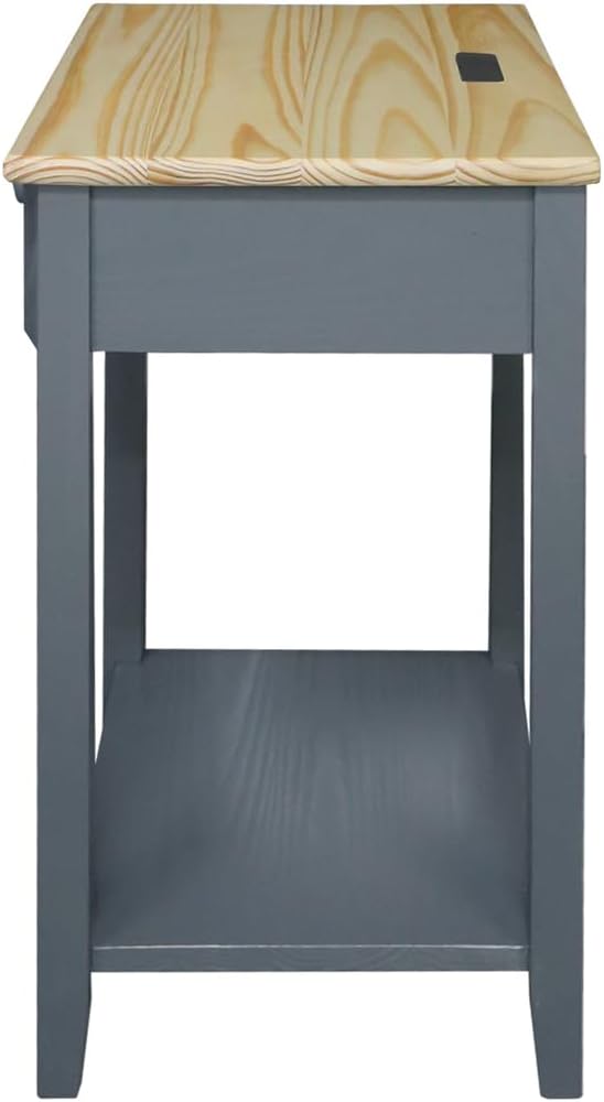 Casual Home Owl Night Stand with USB Port Charging Station and Drawer, 17.5" W x 14.25" D x 24.5" H, Natural Gray - Image 5
