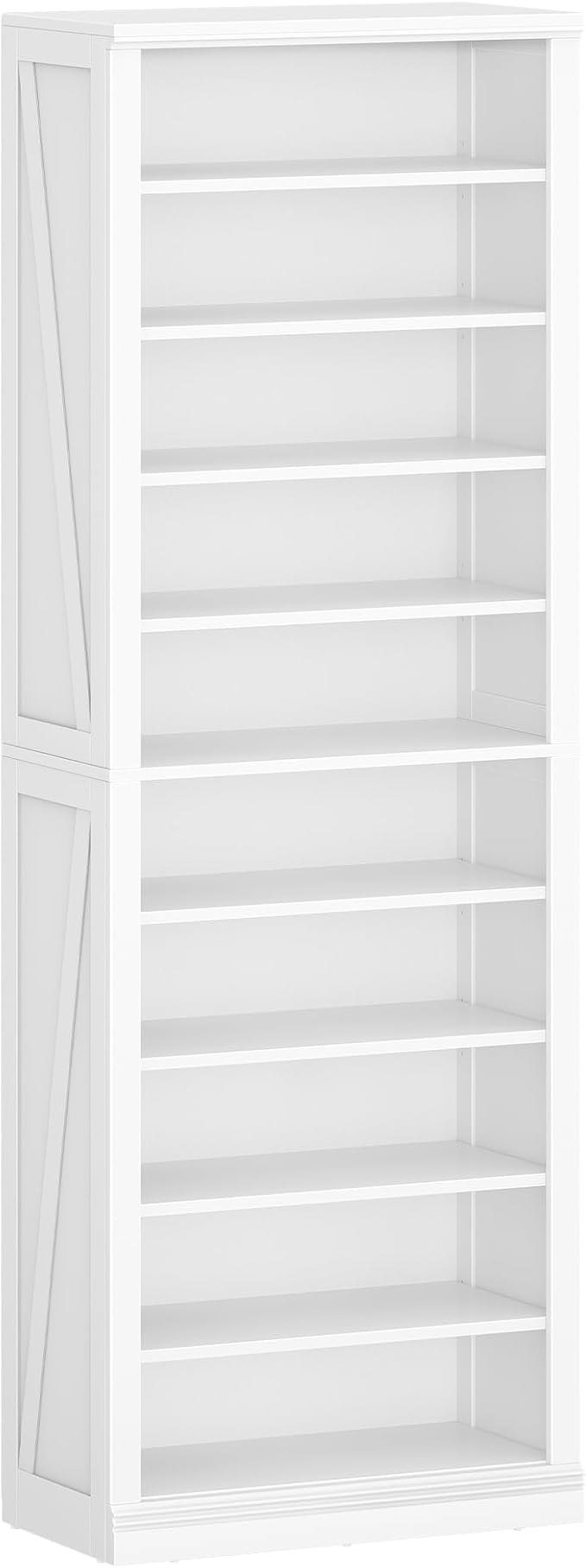 Hzuaneri Shoe Storage Cabinet, 10 Tiers Freestanding Shoe Cabinets, Wooden Shoes Rack with Cubby, 27-30 Pairs, Farmhouse Tall Shoes Cubby Organizer for Entryway, Living Room, White SR52603X - Image 9
