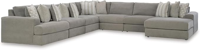Signature Design by Ashley Casual Avaliyah U-Shape Left-Arm Facing 7-Piece Sectional with Chaise and Reversible Cushion, Gray