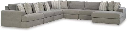 Signature Design by Ashley Casual Avaliyah U-Shape Left-Arm Facing 7-Piece Sectional with Chaise and Reversible Cushion, Gray