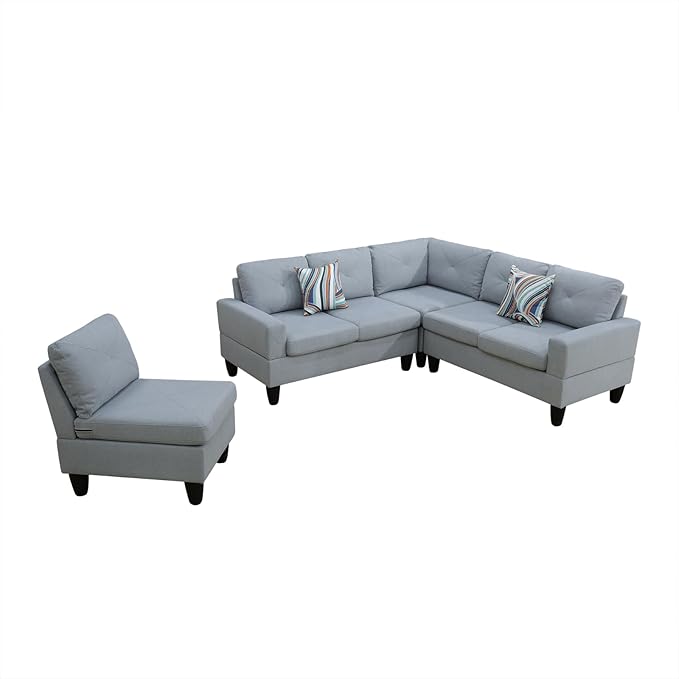 L Shaped Sectional Modern Sofa - Convertible Leather Sleeper Bed Couch Set with Reversible Chaise, Lounge Modular Cloud Couch for Living Room Apartment