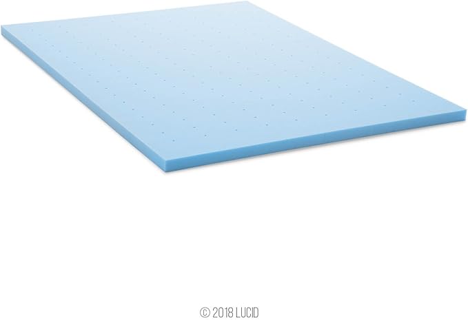 Lucid 2 Inch Memory Foam Mattress Topper, Full Size – Cooling Gel Bed Topper – Pressure-Relieving Plush Feel – Ventilated Breathable Design – CertiPur Certified - Dorm Essentials