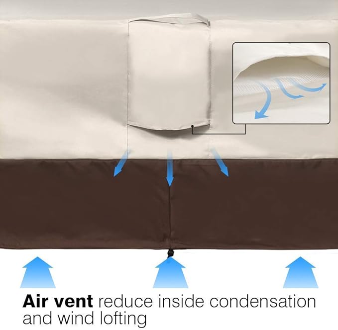 VAILGE Heavy Duty Patio Sofa Cover, 100% Waterproof Outdoor Sofa Cover, Large Lawn Patio Furniture Covers with Air Vent, Large(Standard), Beige & Brown - Image 7