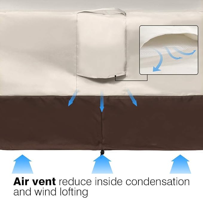 VAILGE 2-Seater Heavy Duty Patio Deep Bench Loveseat Cover, 100% Waterproof Outdoor Deep Sofa Cover, Lawn Patio Furniture Covers with Air Vent, Small (Deep), Beige & Brown - Image 7