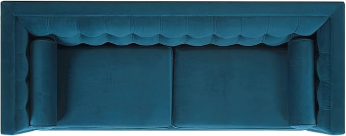 Jennifer Taylor Home Jack 84" Modern Tuxedo Tufted Sofa, Satin Teal Blue Velvet