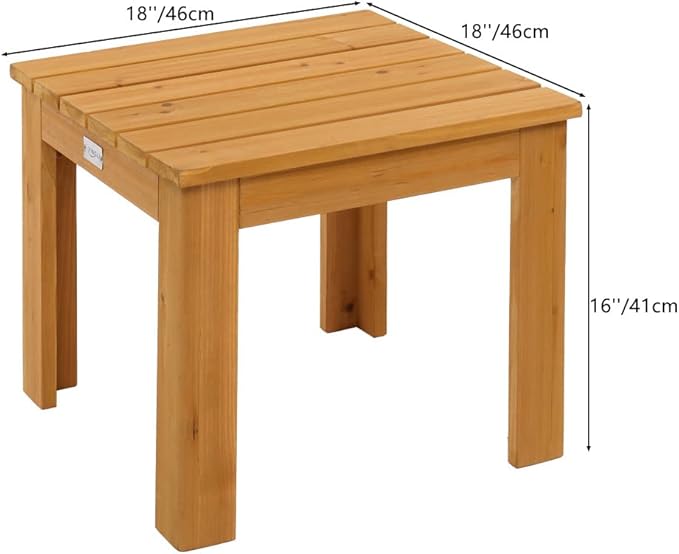 VINGLI Outdoor Wooden Side Table, Square Patio Side Table, Small Outdoor Table for Patio, Backyard, Garden, Poolside, Balcony, Adirondack Conversation End Table (Teak) - Image 3