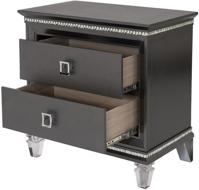 Best Quality Furniture Lavish 3 Piece Gray Bedroom Set with Light up Headboard in Eastern King