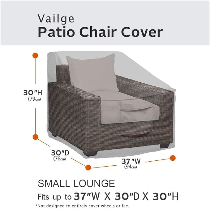 Vailge Patio Chair Covers, Lounge Deep Seat Cover, Heavy Duty and Waterproof Outdoor Lawn Patio Furniture Covers (2 Pack - Small, Grey) - Image 2