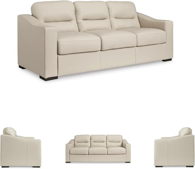 Signature Design by Ashley Treasure Trove Contemporary Leather Match Sofa, Beige