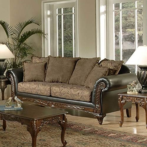 Roundhill Furniture San Marino 2-Tone Fabric Sofa, Chocolate