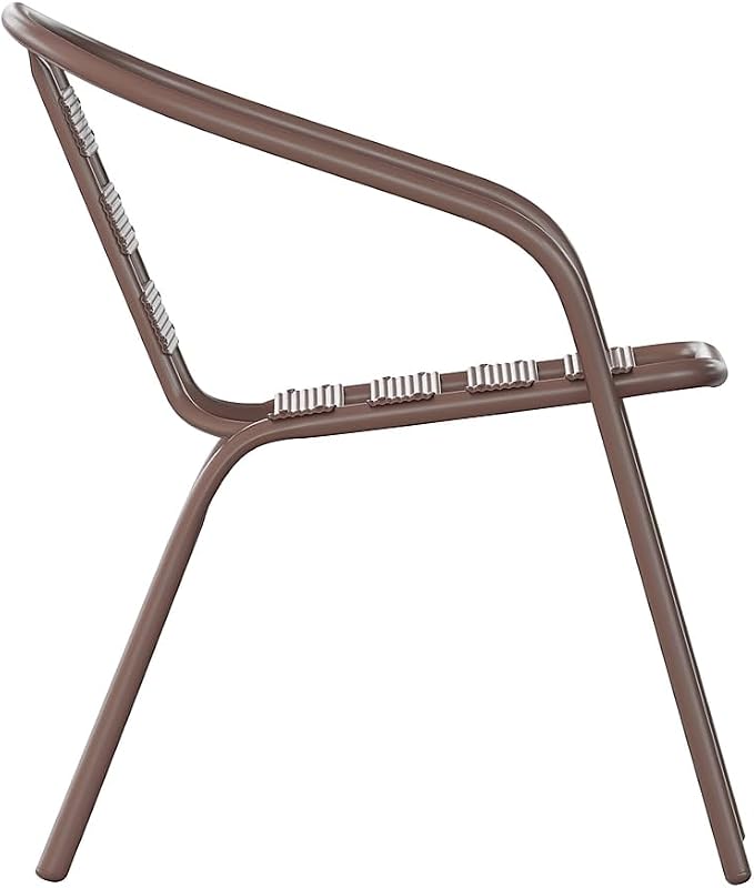 Flash Furniture Lila Metal Restaurant Stack Chairs with Metal Slats, Set of 4, Bronze - Image 7