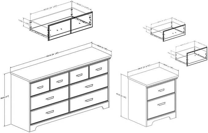 South Shore Versa 6-Drawer Double Dresser and 2-Drawer Nightstand, Weathered Oak - Image 3