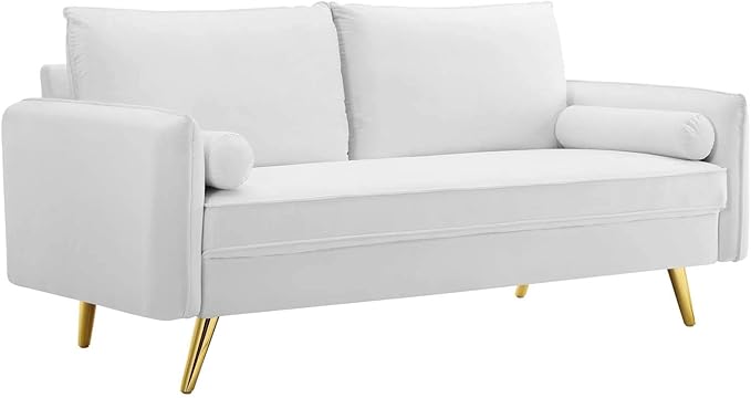 Modway Revive Performance Velvet Sofa, White , 32.5 x 72 x 33.5