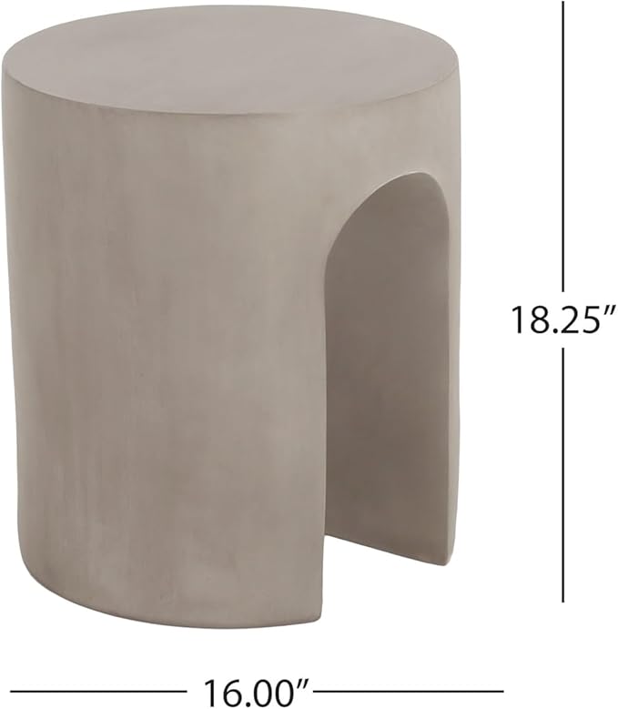 KEVINSPACE Small Side Coffee Table Outdoor MGO Round End Living Room Accent Sofa Bedside Couch Table Bedroom Apartment Indoor 16" W x18.25 H Light Grey