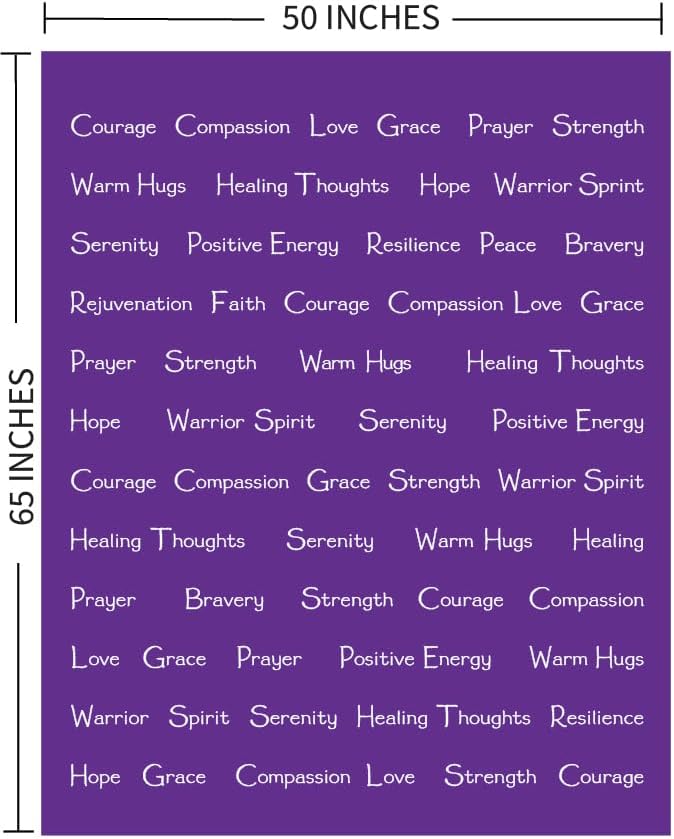 Compassion Blanket (Brand)- Strength Courage Super Soft Warm Hugs, Get Well Gift Blanket Plush Healing Thoughts Positive Energy Love & Hope (Purple, 50 x 65 Sherpa)