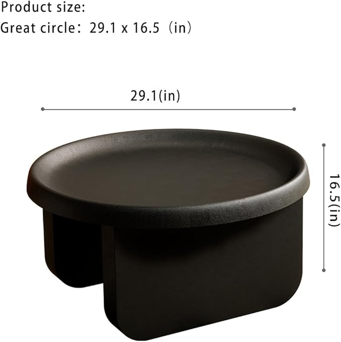 Modern Round Coffee Table,Black Nesting Coffee Tables,Metal Center Table,Unique Circle Coffee Table for Living Room(Black, Great Circle：29.1 x 16.5（in）