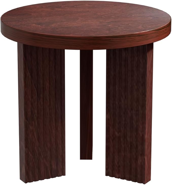 Small Round Side Table, 17.52" Coffee Table with Smooth Thick Mesa, Circle End Table with X Shaped Stable Legs, Accent Tea Table for Living Room, Office, Burgundy