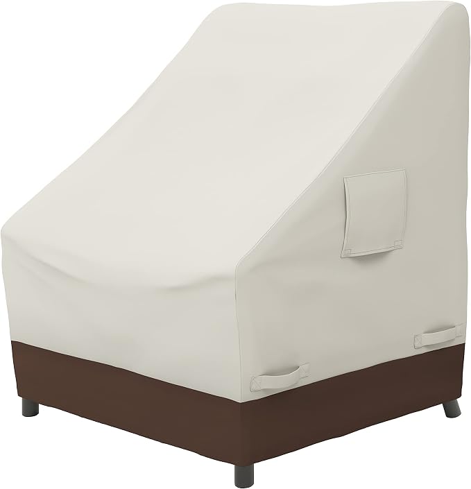 AmazonBasics Outdoor Patio High-Back Chair Cover, Beige/Tan, 35"x 28" by AmazonBasics