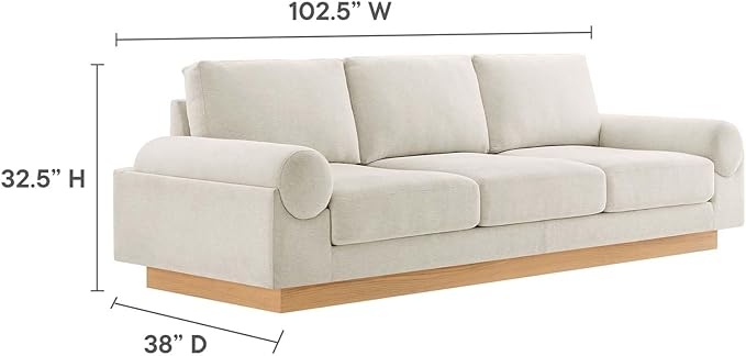 Modway EEI-6401-IVO Oasis Upholstered Fabric Sofa, Ivory