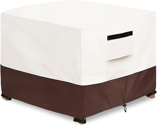 Patio Ottoman Cover,22W x 22D x 18H inch,Waterproof Square Patio Small Side Table Cover,Suitable for 3-Piece Outdoor Wicker Patio Bistro Set Side Table(Beige) by Aacabo