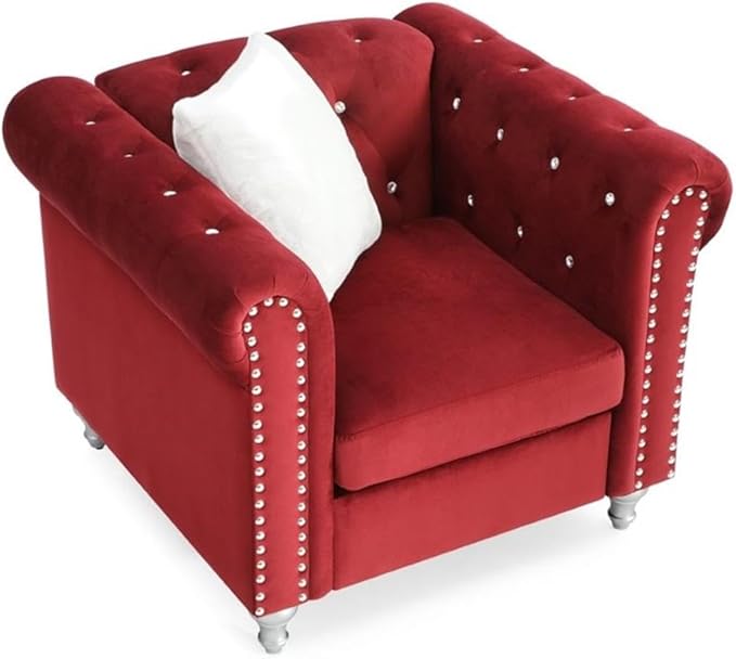 Glory Furniture Raisa Velvet Chair in Burgundy