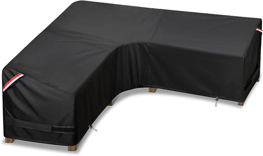 KylinLucky Large V-Shaped Patio Sectional Sofa Cover 100"x100", Heavy Duty Waterproof Outdoor Couch Cover with Air Vents, Fits Most Corner Sectionals, Black by KylinLuckyOutdoorFurnitureCovers
